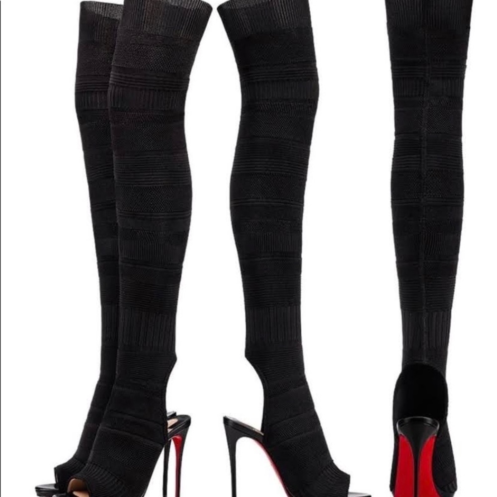 Christian Louboutin Black Over-the-Knee Heels